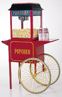 FunPop 4 oz. Popcorn Machine on Red Cart